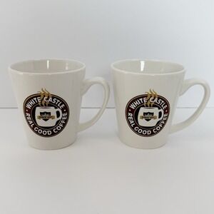 White Castle Coffee You Crave Ceramic Coffee Mugs Set of 2 Restaurant Promo Cups